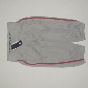 Adidas Short Length Baseball Pants Gray/Red Size-L Kids NWT